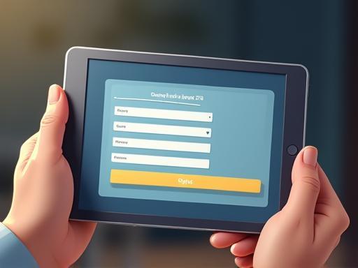 Person filling out a form on a tablet