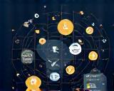 Digital currency symbols overlaid on a background