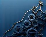 Conceptual image of gears and a growth chart